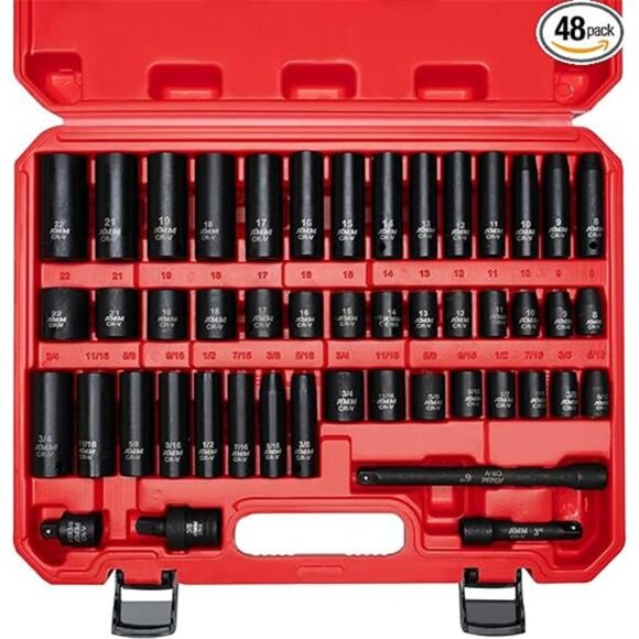 Drive Impact Socket Set, 48-Piece Standard SAE (5/16 to 3/4 inch) - Picture 7 of 7